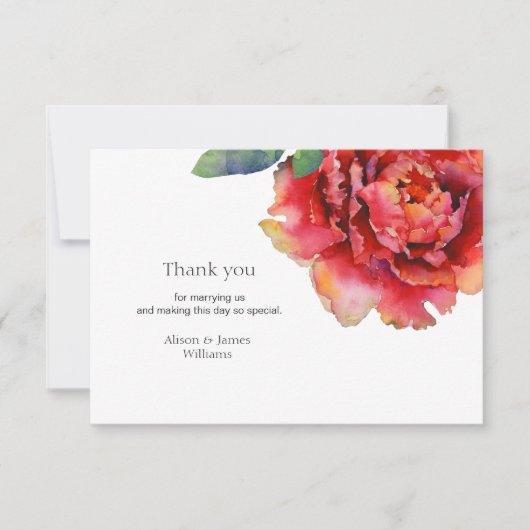 エレガントなシャクヤクの結婚式のサンキューカード サンキューカード (正面)