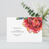 エレガントなシャクヤクの結婚式のサンキューカード サンキューカード (スタンド正面)
