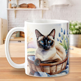 エレガントなシャム猫のペット犬種の芸術的な猫 コーヒーマグカップ
