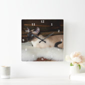 エレガントなシャム猫 スクエア壁時計 (ホーム)