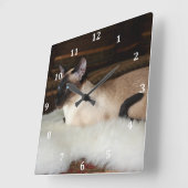 エレガントなシャム猫 スクエア壁時計 (傾斜)