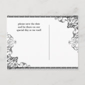 エレガントなシャンデリアと装飾的な花飾りでおめでたい日を 案内ポストカード (裏面)