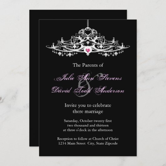 エレガントなシャンデリアのウェディング 招待状 (正面/裏面)