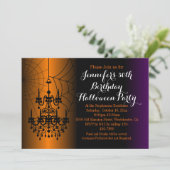 エレガントなシャンデリアの誕生日ハロウィンパーティー 招待状 (スタンド正面)
