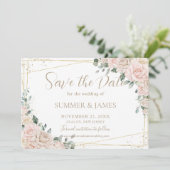 エレガントなシャンパンアイボリーブラッシュフローラルウェディングドレス セーブザデート (スタンド正面)