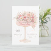 🍾🌸エレガントなシャンパングラスとフラワーの招待状 招待状 (スタンド正面)
