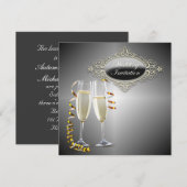 エレガントなシャンパングラス ウェディング招待状 招待状 (正面/裏面)