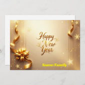 エレガントなシャンパンゴールド お正月 シーズンカード (正面/裏面)