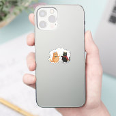 エレガントなシャンパントーストの猫 新年のお祝い シール (スマートフォン)