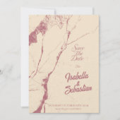 エレガントなシャンパンベージュとローズゴールドのマーブル模様の結婚式のご案内 招待状 (正面)