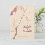 エレガントなシャンパンベージュとローズゴールドのマーブル模様の結婚式のご案内 招待状 (スタンド正面)