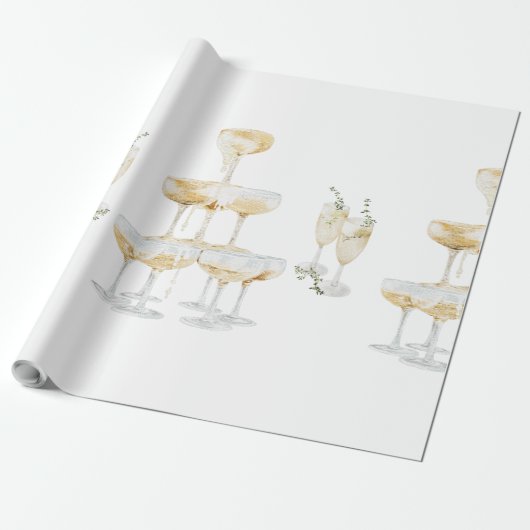 エレガントなシャンパン結婚式ロール ラッピングペーパー (アンロールド)