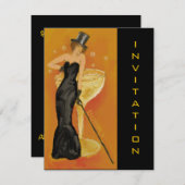 エレガントなシャンパン お祝い 招待状 (正面/裏面)