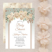 エレガントなシャンパン | サージ フローラル ベビーシャワー 招待状