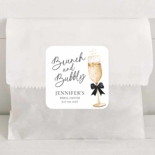 エレガントなシャンパン ブライダルシャワーステッカー スクエアシール