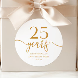 エレガントなシャンパン 25周年結婚記念日 ラウンドシール