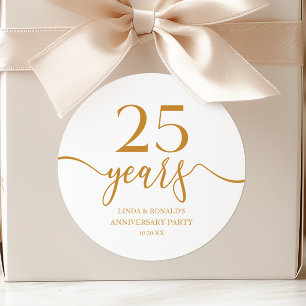 エレガントなシャンパン 25周年結婚記念日 ラウンドシール