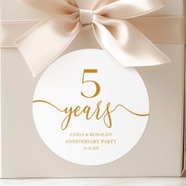 エレガントなシャンパン 5周年 結婚記念日 ラウンドシール