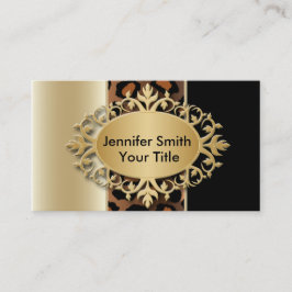 エレガントなシャンペンおよび黒いヒョウのプリント 名刺