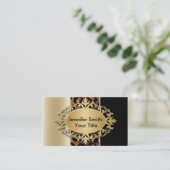 エレガントなシャンペンおよび黒いヒョウのプリント 名刺 (スタンド正面)