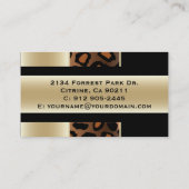 エレガントなシャンペンおよび黒いヒョウのプリント 名刺 (裏面)