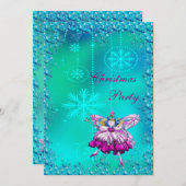 エレガントなシュガープラムフェアリー & シークインズのクリスマスパーティー 招待状 (正面/裏面)