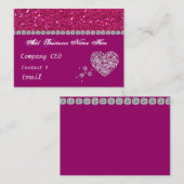 エレガントなショッキングピンクのグリッターの名刺 名刺 (正面/裏面)