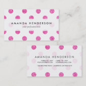 エレガントなショッキングピンクのグリッターの水玉模様パターン 名刺 (正面/裏面)