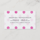 エレガントなショッキングピンクのグリッターの水玉模様パターン 名刺 (裏面)