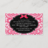 エレガントなショッキングピンクのダマスク織のピンクのケーキのダイヤモンドのベーカリー 名刺 (裏面)