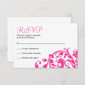 エレガントなショッキングピンクの華麗さバルミツワーRSVP 出欠カード (正面/裏面)