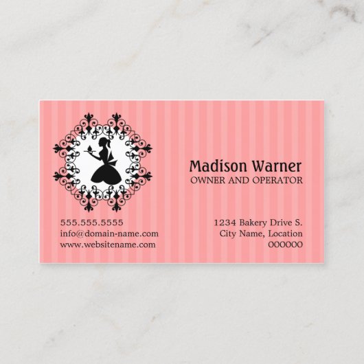 エレガントなシルエットのカップケーキ 名刺 (裏面)