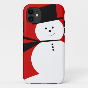 エレガントなシルクハットが付いているおもしろいで小さい雪だるま iPhone 11 ケース