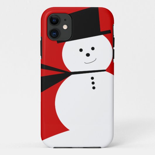 エレガントなシルクハットが付いているおもしろいで小さい雪だるま Case-Mate iPhoneケース (裏面)