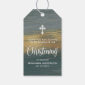 エレガントなシルバーとゴールドのボーイクリスニングサンキュー ギフトタグ (正面)