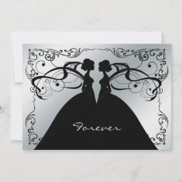 エレガントなシルバーとブラックのゲイ・レズビアン結婚式招待状 招待状