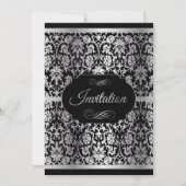 エレガントなシルバーとブラックのパーティーセレブレーション 招待状 (正面)