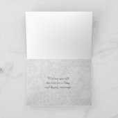 エレガントなシルバーとホワイトの結婚式のグリーティングカード カード (内部)
