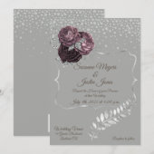 エレガントなシルバーとモーブの結婚式招待状 招待状 (正面/裏面)