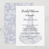 エレガントなシルバーのウェディングドレス ブライズシャワー 招待状 (正面/裏面)