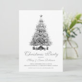エレガントなシルバーのクリスマスツリー ホリデーパーティー 招待状 (スタンド正面)