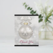エレガントなシルバーのクリスマスボール お礼 ポストカード (スタンド正面)