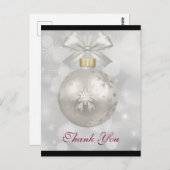 エレガントなシルバーのクリスマスボール お礼 ポストカード (正面/裏面)