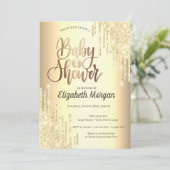 エレガントなシルバーのグリッターがローズゴールドを滴らせる 招待状 (スタンド正面)