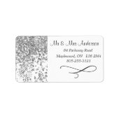 エレガントなシルバーのグリッターが輝く返信先住所 ラベル (正面)