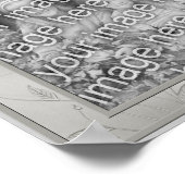 エレガントなシルバーのサテンリボン 写真を追加 ポスター (角)