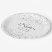 エレガントなシルバーのスターダスト洗礼式 名付け ペーパープレート (アングル)