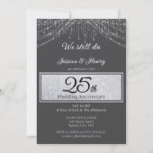 エレガントなシルバーのストリングス 25周年記念の結婚式 招待状 (正面)