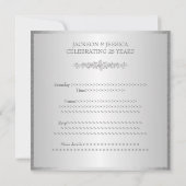 エレガントなシルバーのバラ 25周年パーティー 招待状 (裏面)