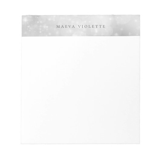 エレガントなシルバーのボケ ノートパッド (正面)